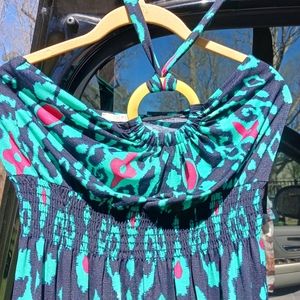 Black Green and Red Resort Dress